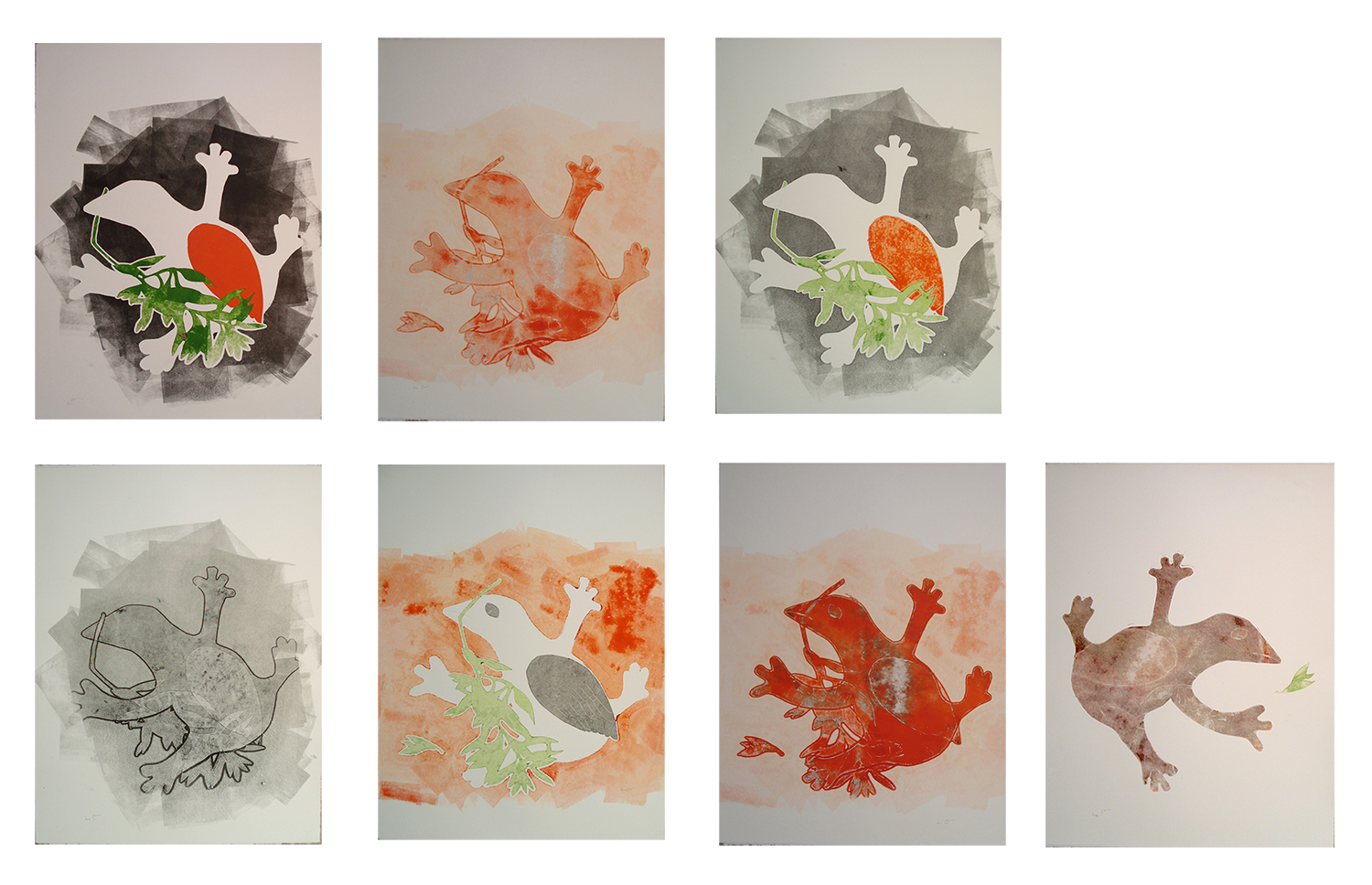 The Dove that looks like a Frog- Mono Prints 2012 - Samah Hijawi)